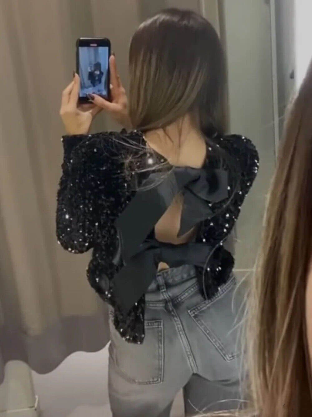 Valenzora | Tie front sequin jacket