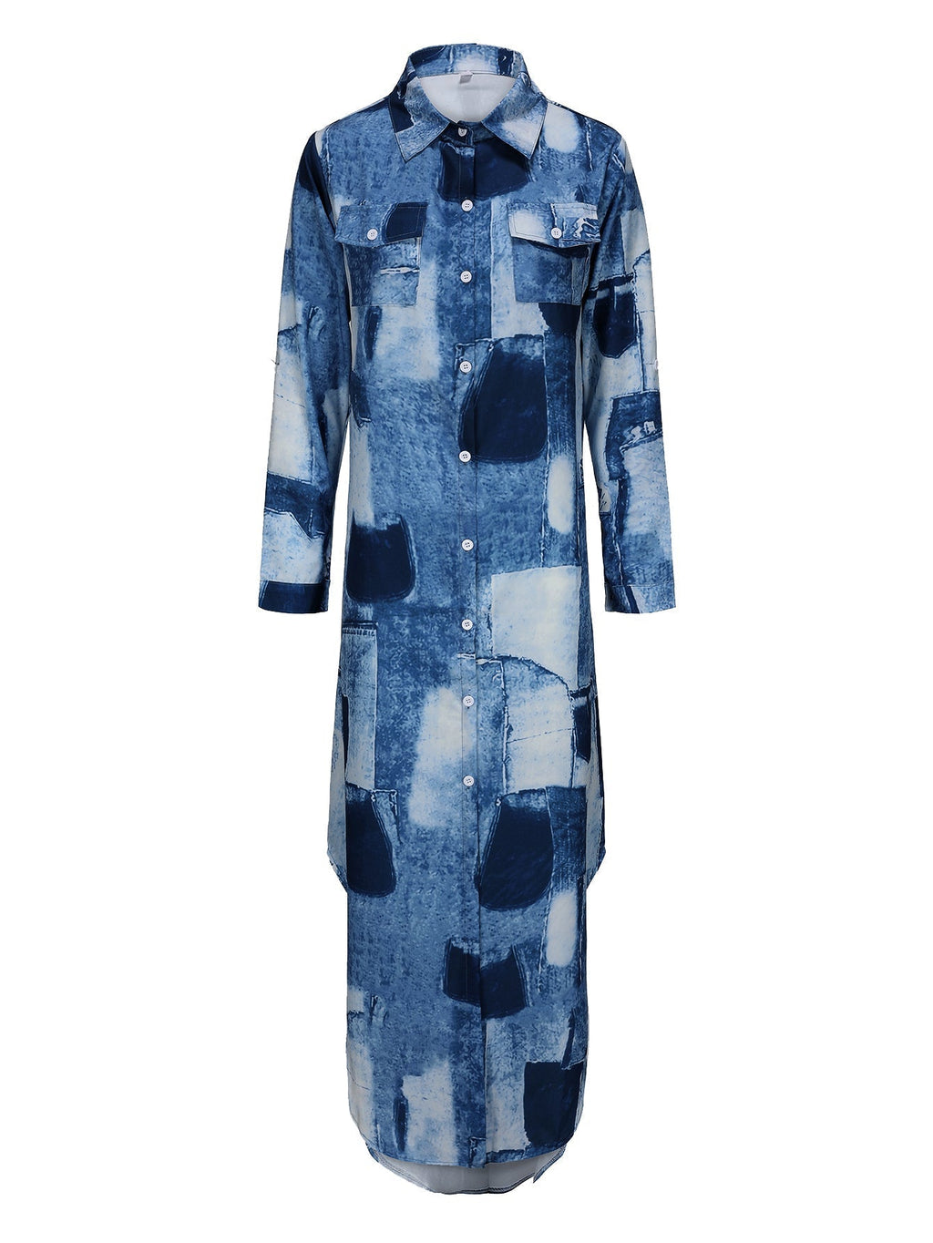 Valenzora | Lässiges Midi-Hemdkleid für Damen in Blau