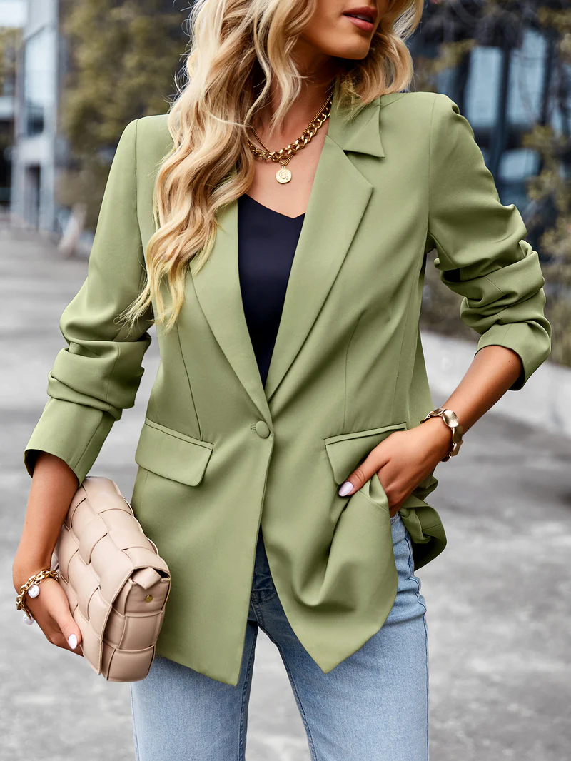 Valenzora | Women's blazer with one button, long sleeves, tailored cut, casual chic