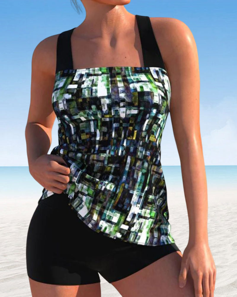Valenzora – Tankinis with square neckline and print