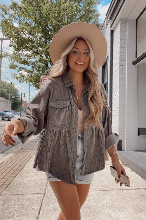 Valenzora | Come Around Corduroy Babydoll Jacket (Made of Polyester)