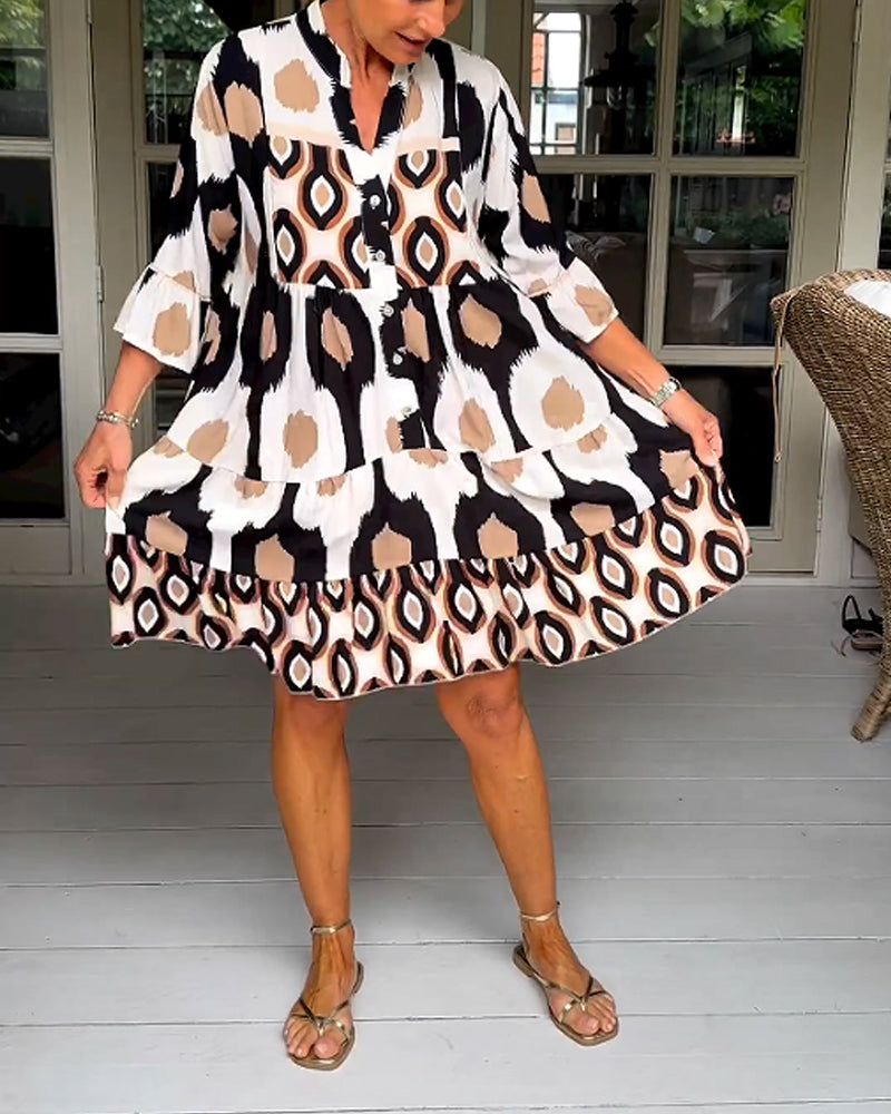 Valenzora A-line dress | Stylish printed midi summer dress for women with pockets
