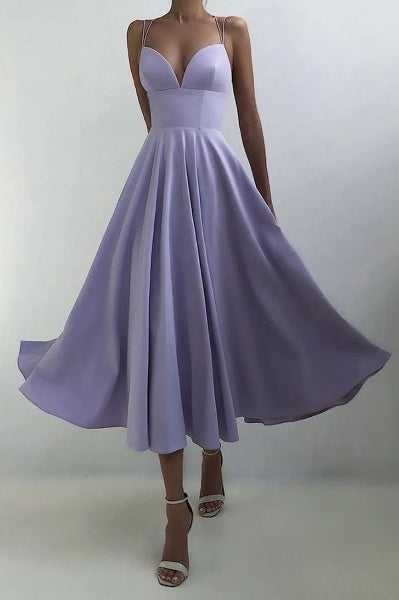 Valenzora | Elegant midi dress with spaghetti straps for special occasions