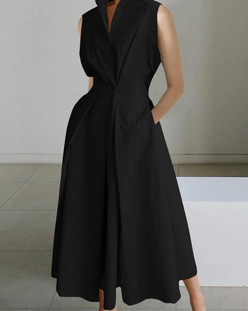 Valenzora | Damen Kragenloses Kleid Stylisch