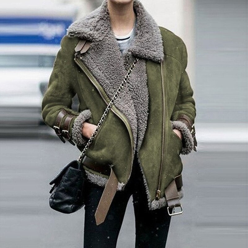 Valenzora – Beautiful suede jacket with teddy fleece