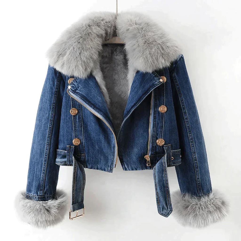 Elegance Denim & Fur Coat