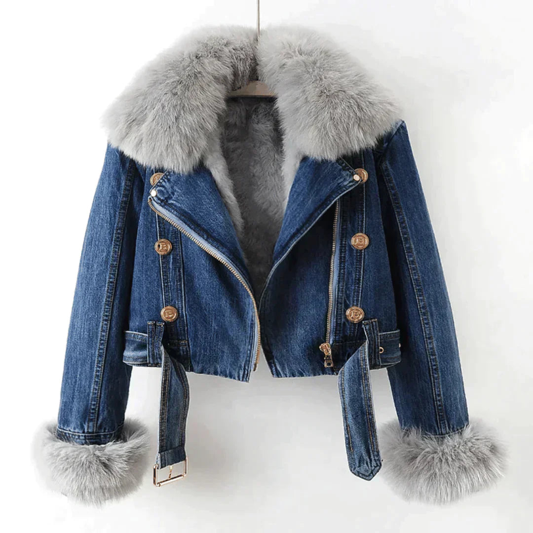 Elegance Denim & Fur Coat