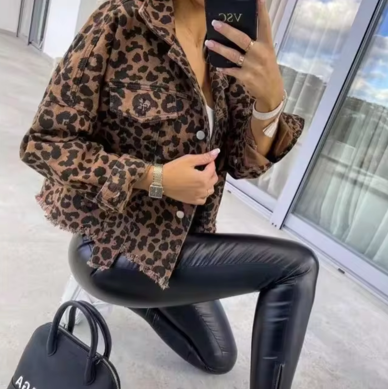 Valenzora | Leopard Print Denim Jacket
