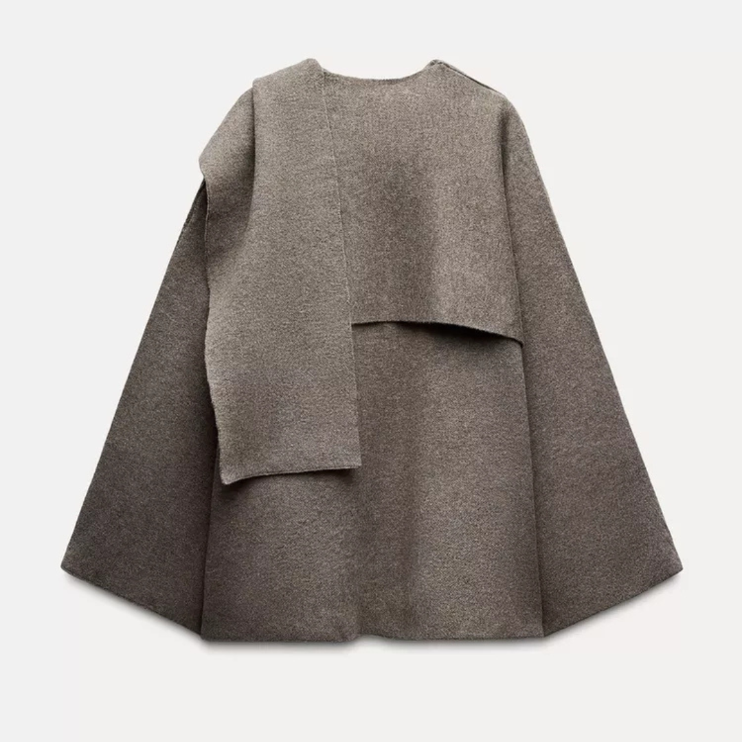 Valenzora | Elegant wool trench coat with scarf set