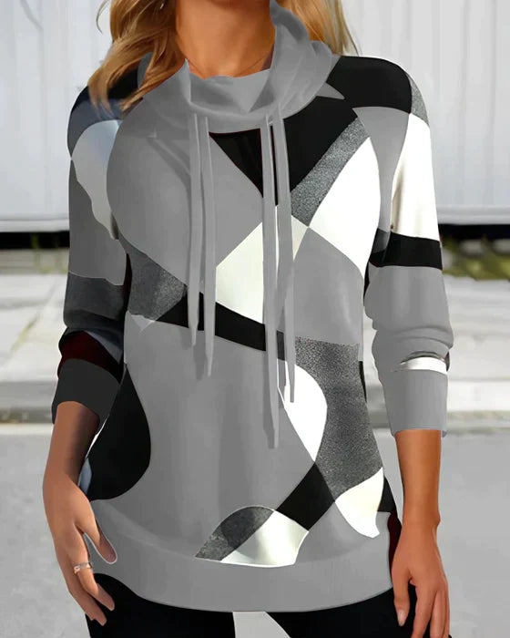 Valenzora - Hooded top with high collar and contrast
