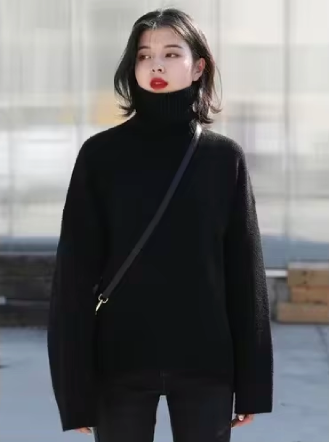 Loose turtleneck sweater
