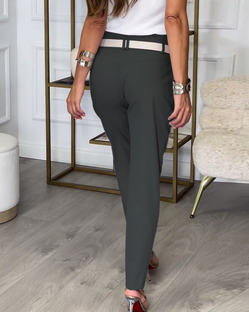 Valenzora | Patchwork Trousers with Belt