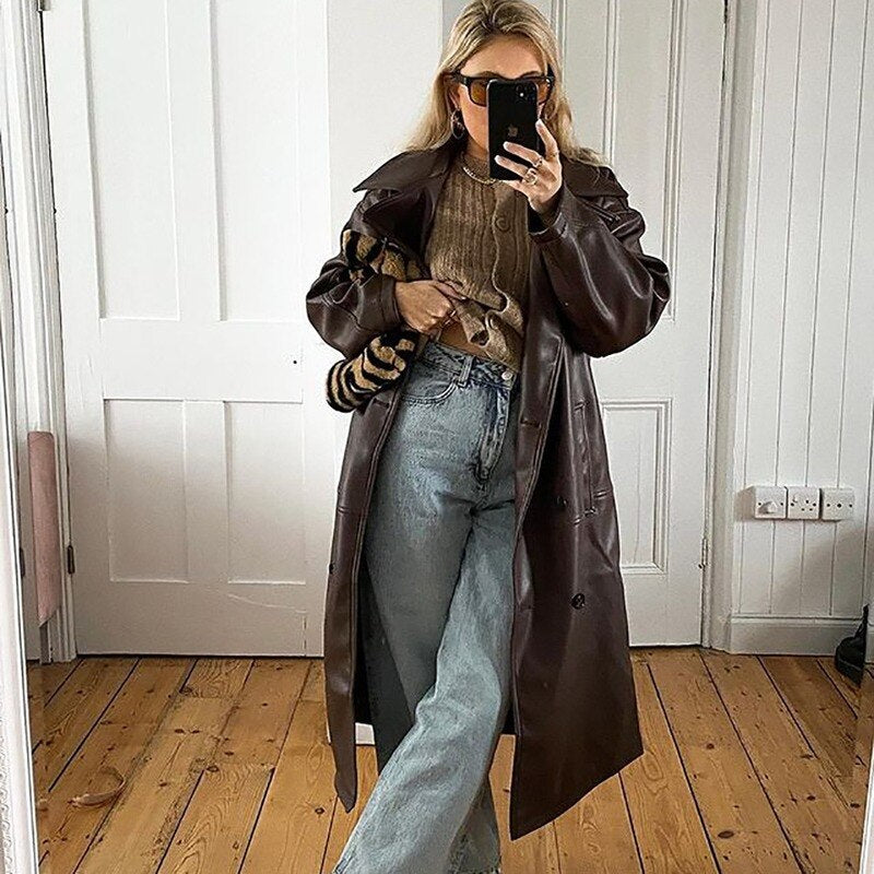 Oversized leather jacket