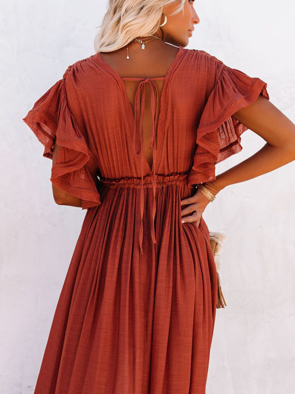 Valenzora | Style Maxi Dress with Flutter Sleeves for Women