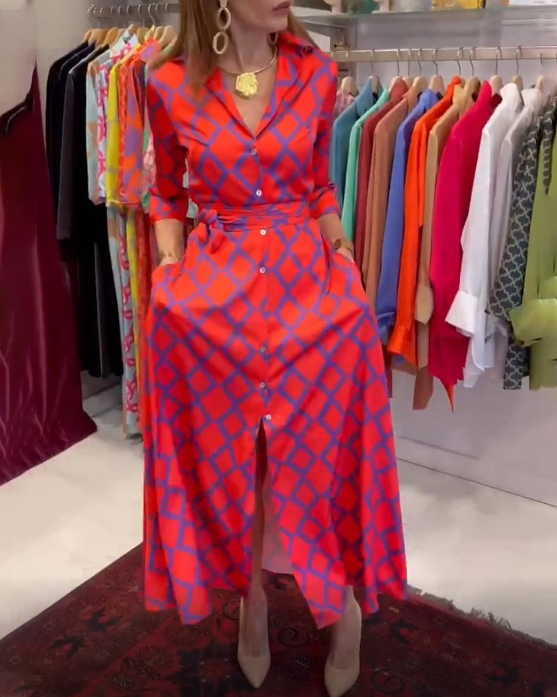 Valenzora | Shirt dress with V-neck and 3/4 sleeves