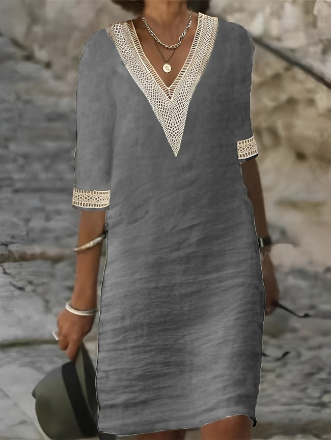 Valenzora | Damen Freizeitkleid aus Baumwoll-Leinenmix – lässig & bequem