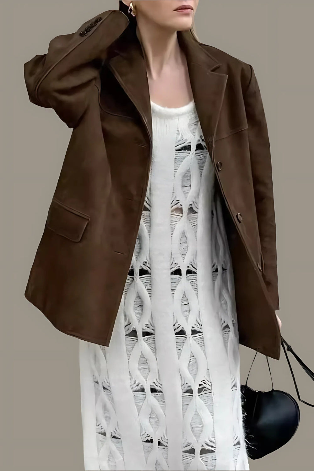 Valenzora | Women's Suede Blazer Classic & Casual Brown Women's Jacket