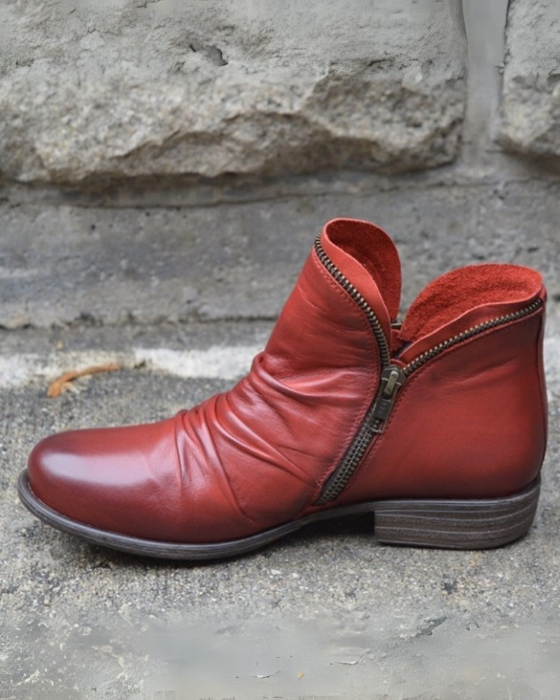 Valenzora | Leather boots with zipper