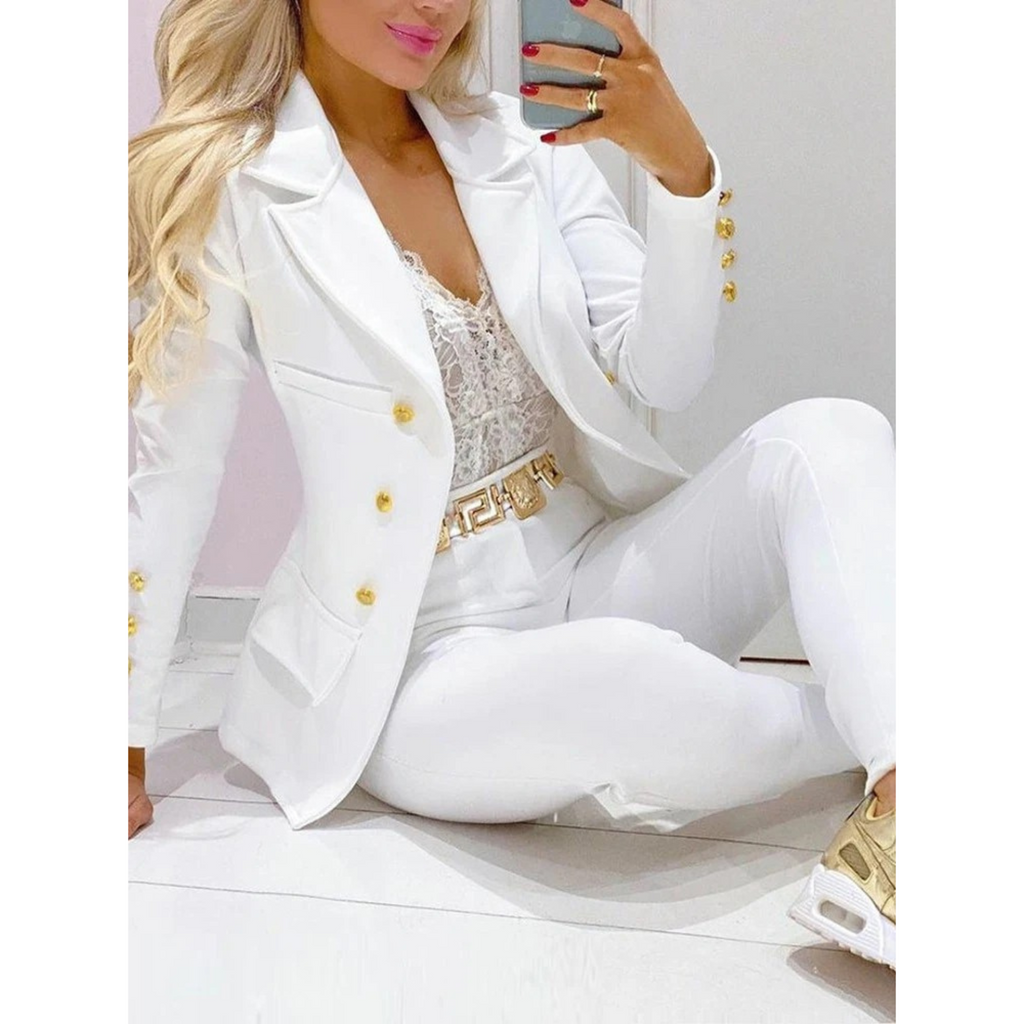 Valenzora – Set consisting of blazer and trousers with large collar