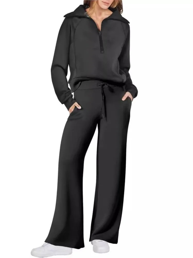 Valenzora | Bequemes Loungewear-Set für Damen mit Stehkragen und Kordelzug, modernes Set