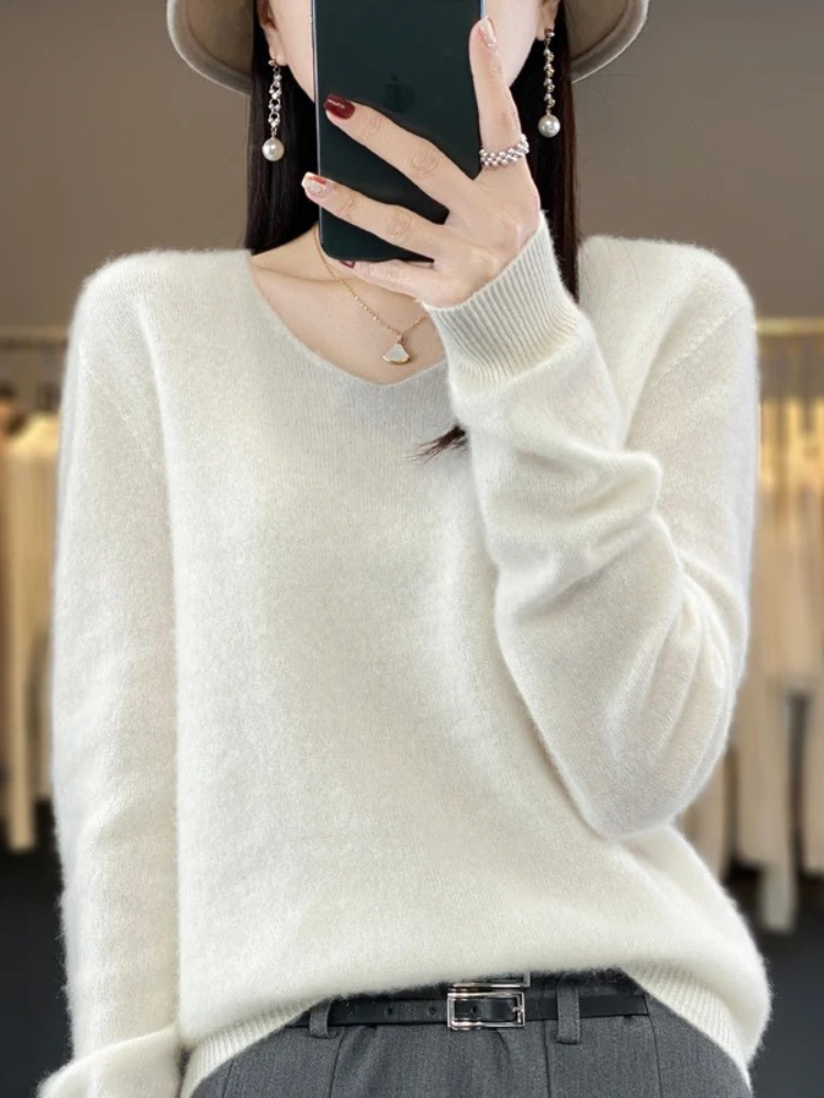 Valenzora | Damen Kaschmir Pullover, Eleganter V-Ausschnitt, Weich & Bequem
