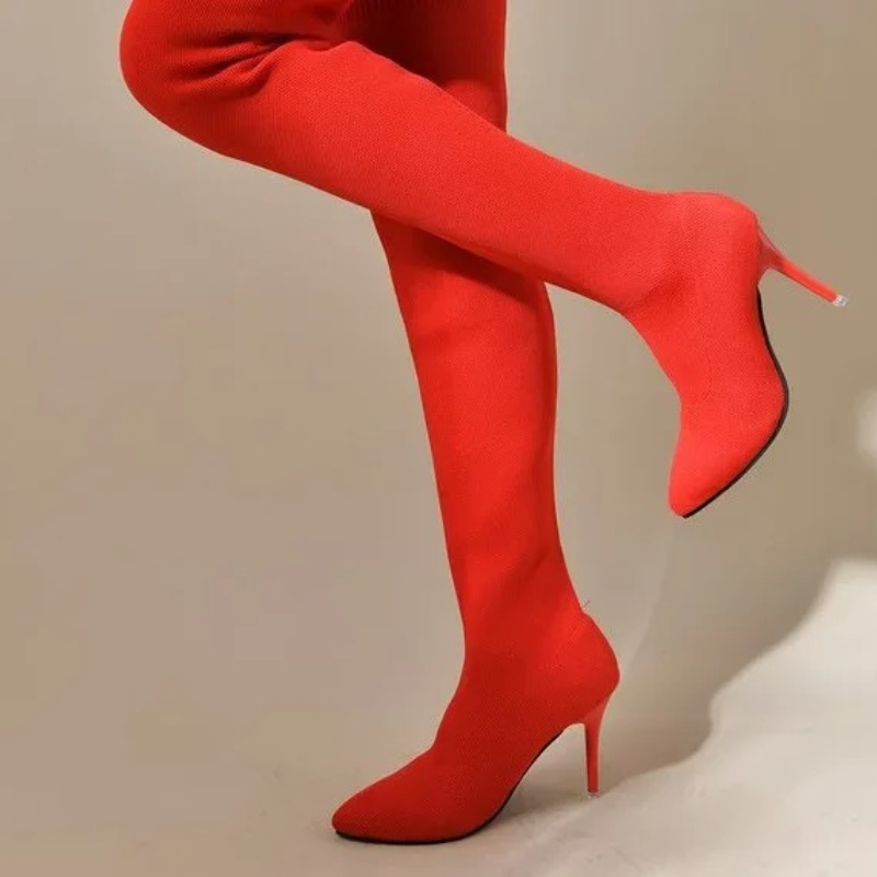 Valenzora | Overknee-Stretch-Stiefel mit Stilettoabsatz, elegante Damenstiefel
