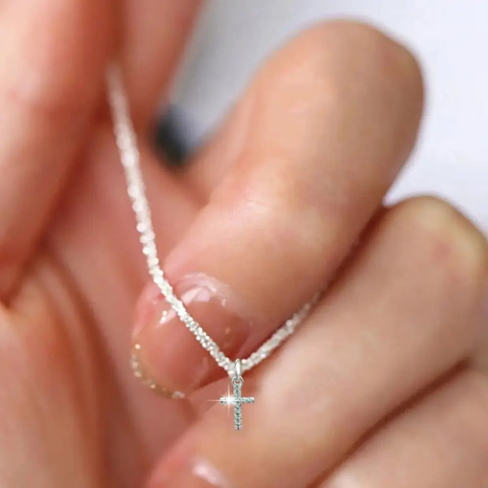 Valenzora | Sterling Silver Cross Cubic Zirconia Necklace for Women