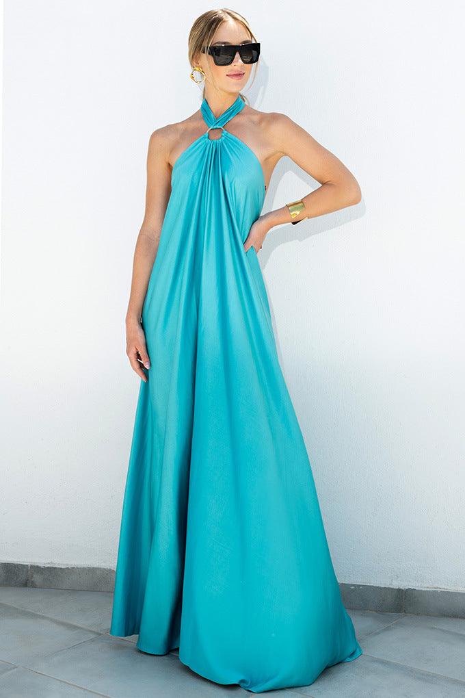 Valenzora | Satin-Maxikleid mit Neckholder für Damen
