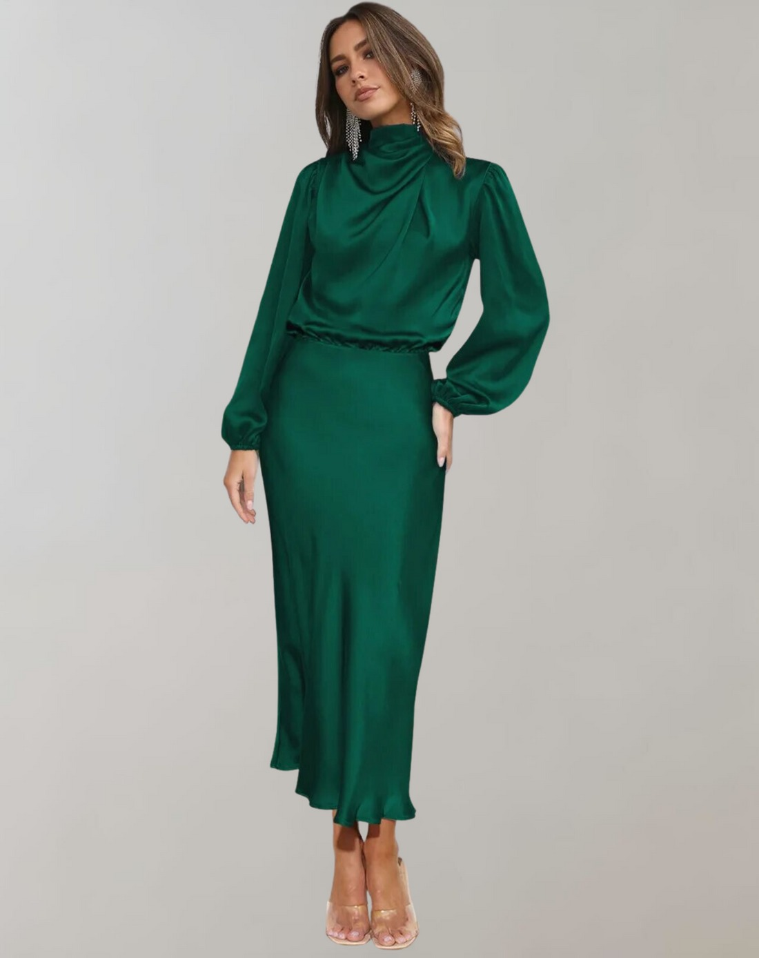 Valenzora | Elegant evening dress for women, long, long-sleeved