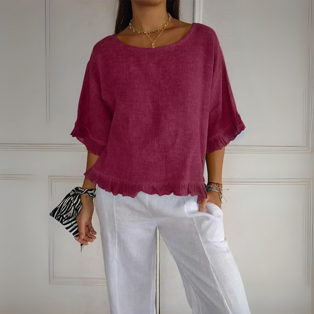 Valenzora | Linen shirt with ruffle