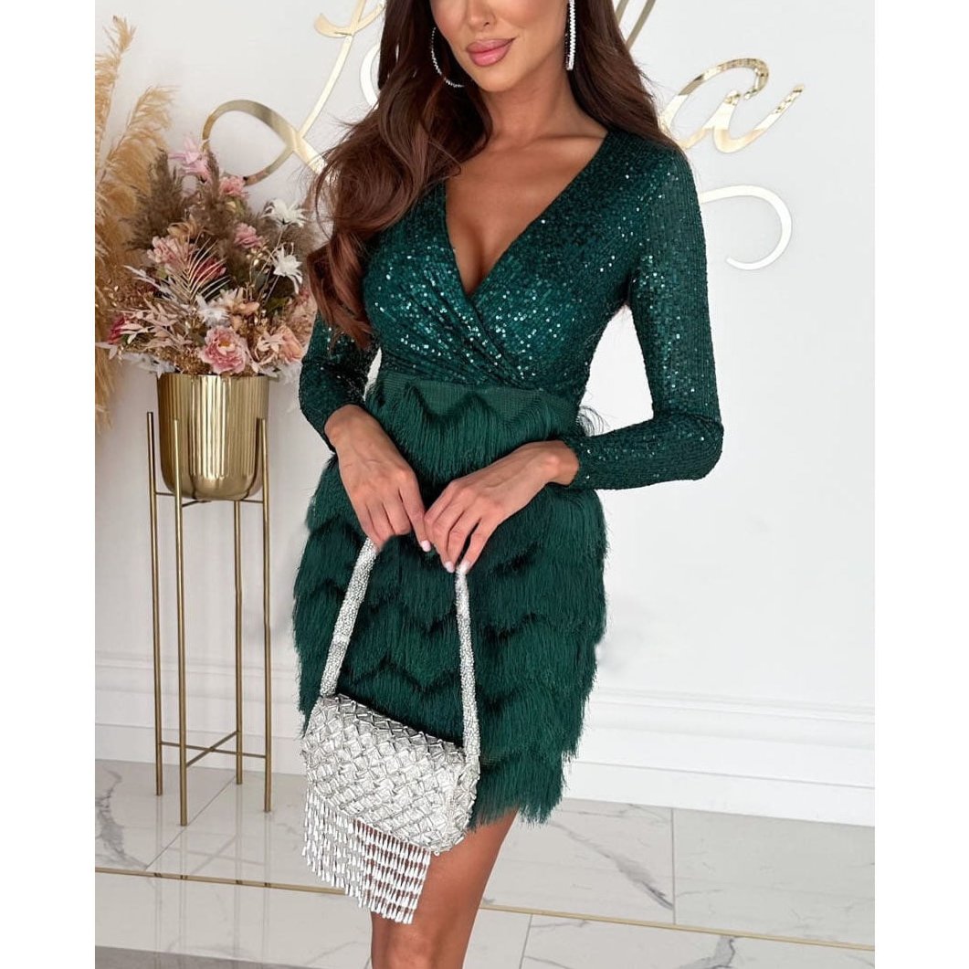 Valenzora | Stylish Winter Chic Glitter Mini Dress for Women
