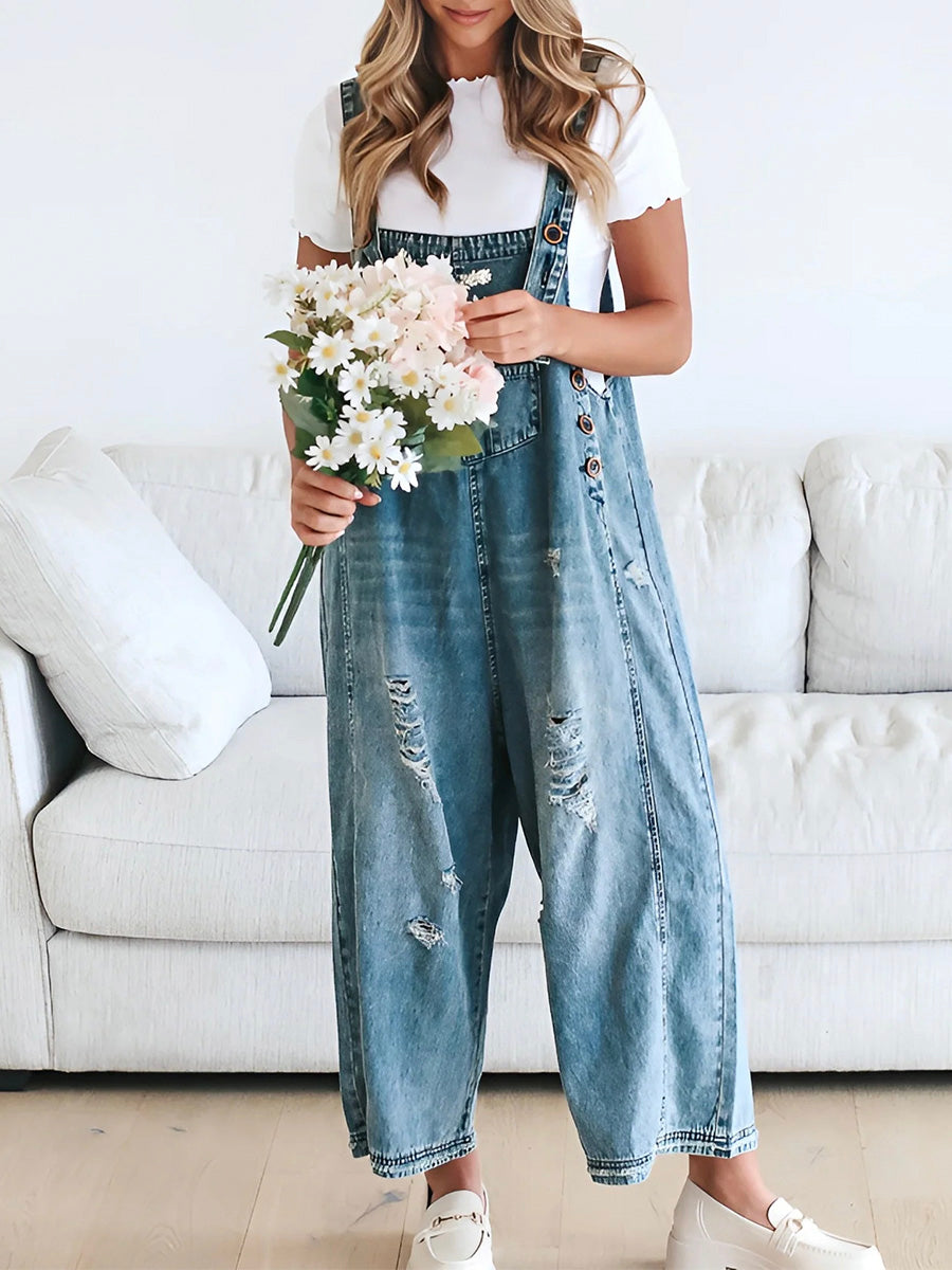 Valenzora | Jeans-Jumpsuit für Damen, Baggy Jeans Overall