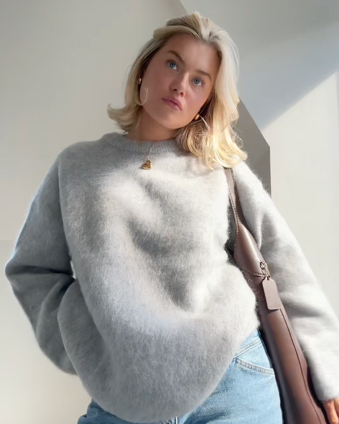 Valenzora | Pullover aus Mohair-Mischgewebe mit Rundhalsausschnitt