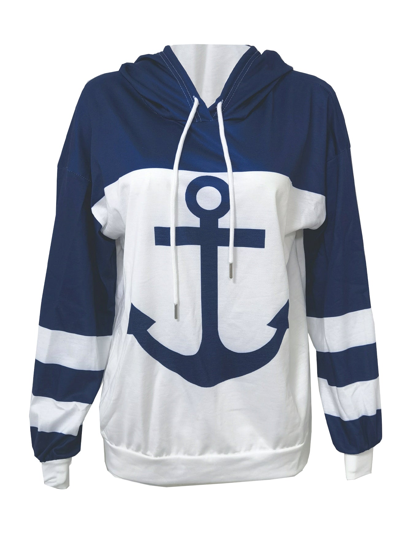 Valenzora | Colorblock hoodie with anchor print