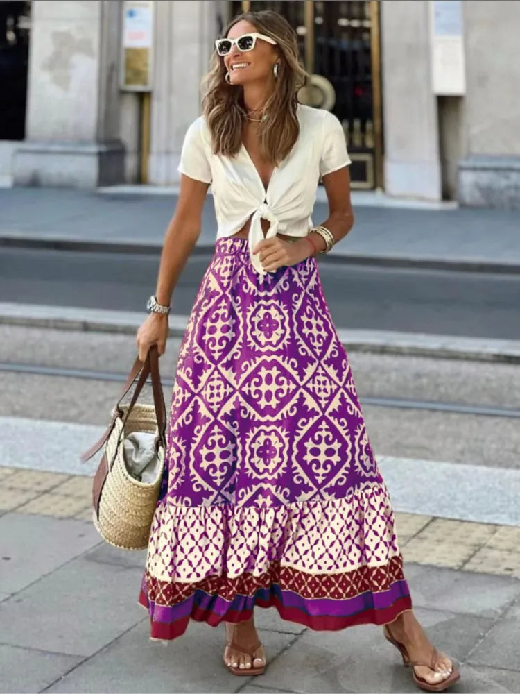 Valenzora | Boho Skirt with Elastic Waistband Women's