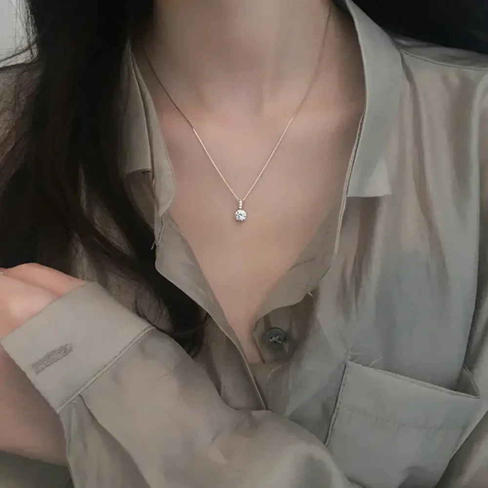 Valenzora | Sterling Silver Round Zircon Necklace