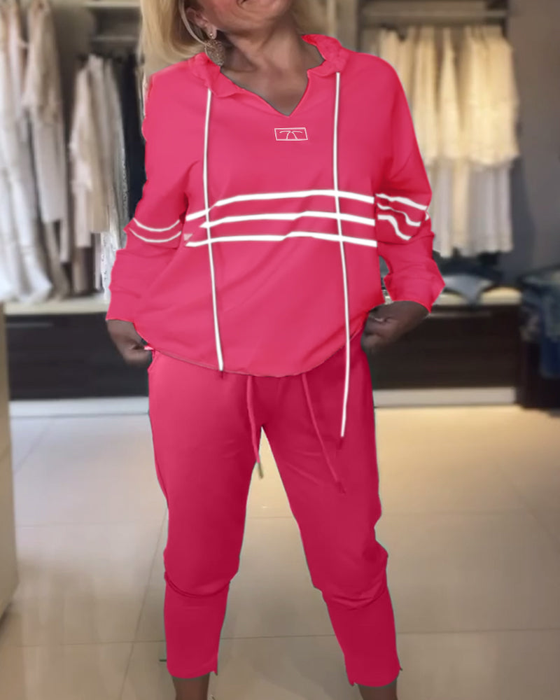 Valenzora | Set consisting of striped trousers and hooded jacket