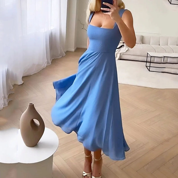 Damenmode, elegant, ärmellos, einfarbige Kleider