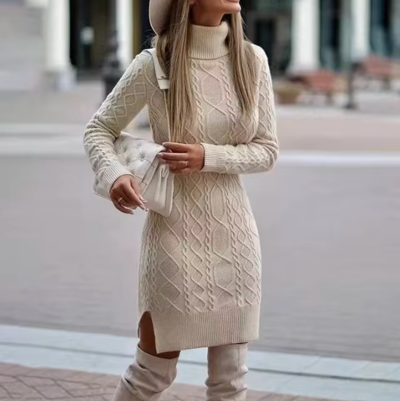 Valenzora – Knitted roll-neck sweater dress