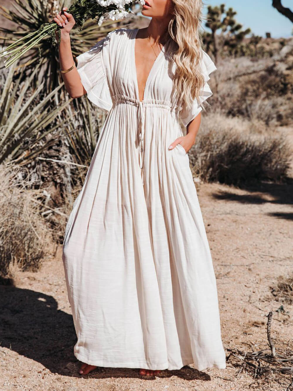 Valenzora | Style Maxi Dress with Flutter Sleeves for Women