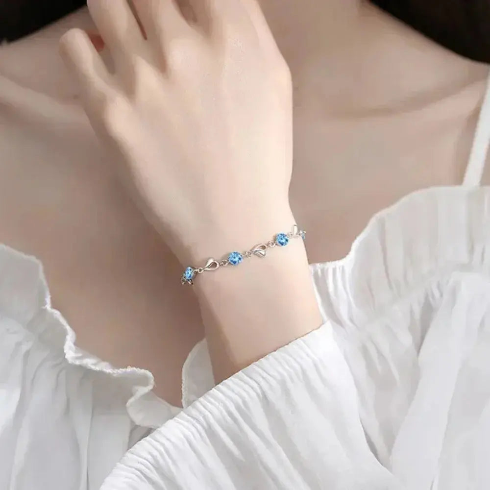 Valenzora | 925 Sterling Silver Heart-Shaped Necklace and Bracelet Set for Women