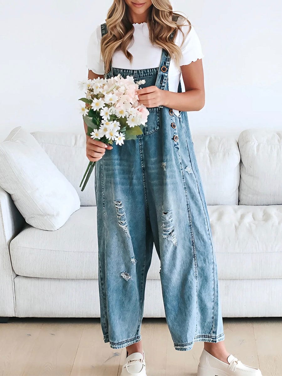 Valenzora | Sleeveless Loose Denim Jumpsuit