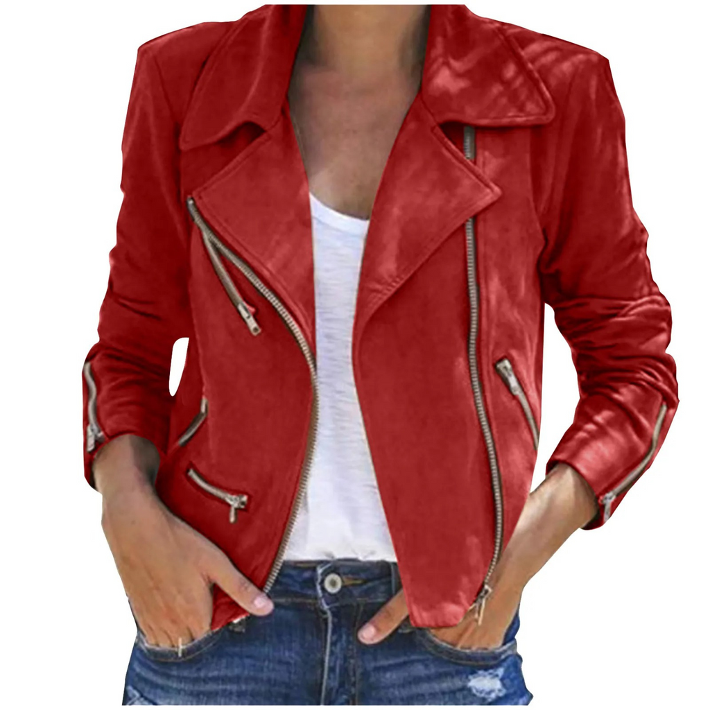 Valenzora | Vintage leather jacket with zipper for women