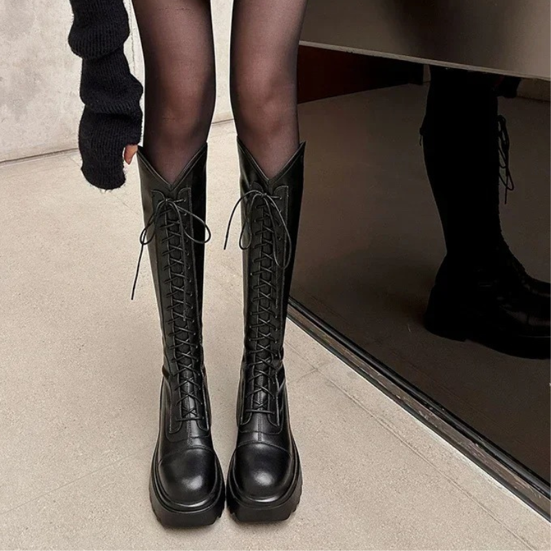 Valenzora | High Boots Women's Boots with Laces and Sturdy Heel