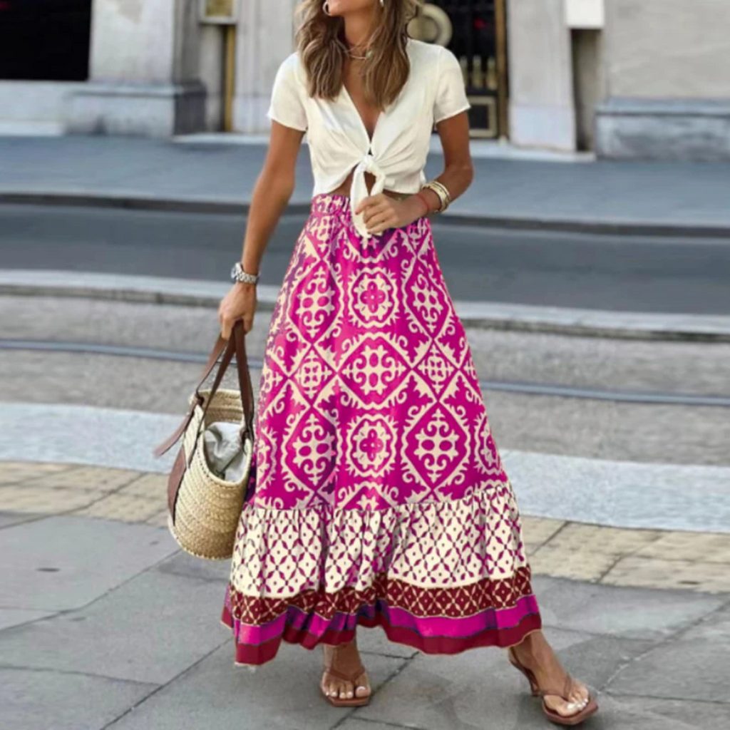 Skirt | Trendy geometric high-waisted skirt for casual wear