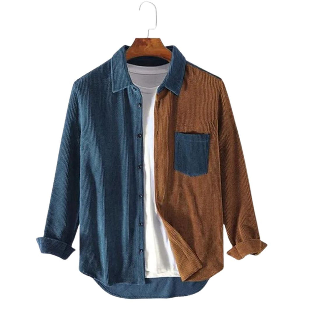 Valenzora | Two-tone corduroy shirt with contrast pocket