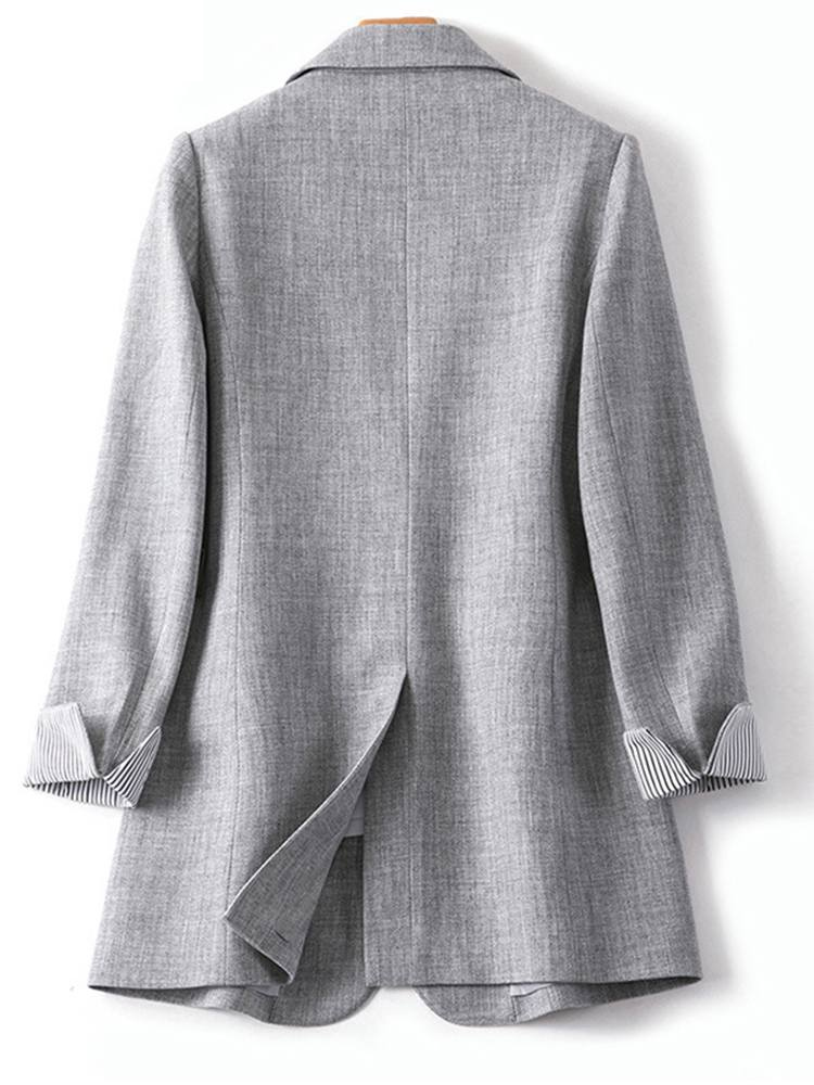 Valenzora | Long women's blazer with striped lining and turned-up cuffs