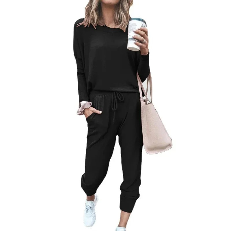Valenzora | Damen Lounge-Set, bequemer Zweiteiler mit Kordelzug und Langarmshirt