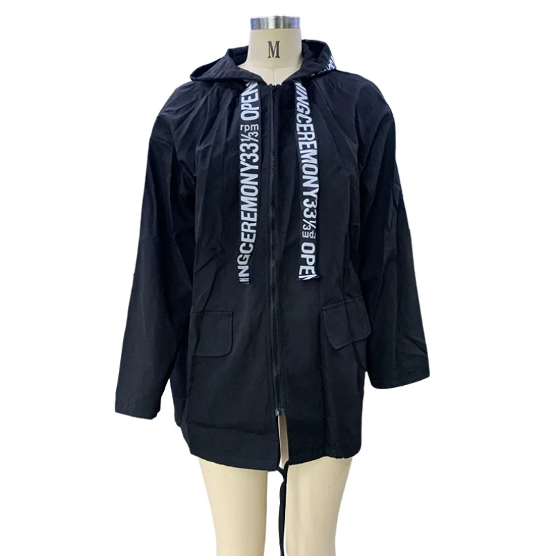 Valenzora | Casual women's trench coat with graphic details and front pockets