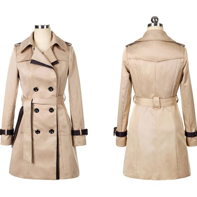 Valenzora | Elegant women's double-breasted trench coat, tailored, mid-length